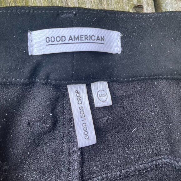 Good American Good Legs Crop Black Pants Jeans 6/28 - Picture 5 of 8